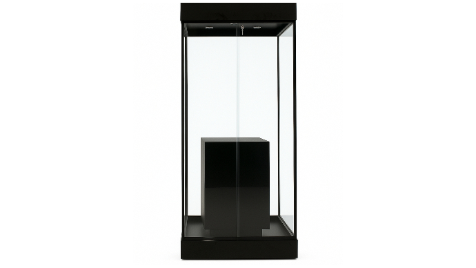 Black frame mannequin display cabinet with LED lights