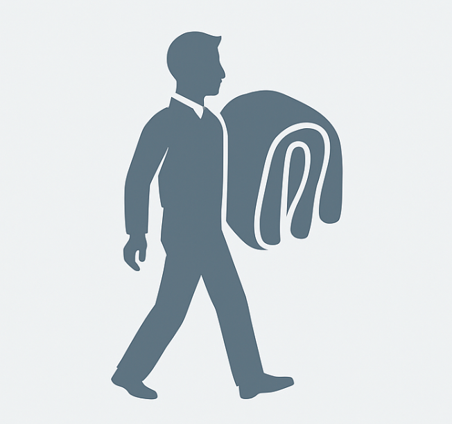 Icon of a handler carrying a moving blanket, representing dedicated truck and blanket-wrap service.